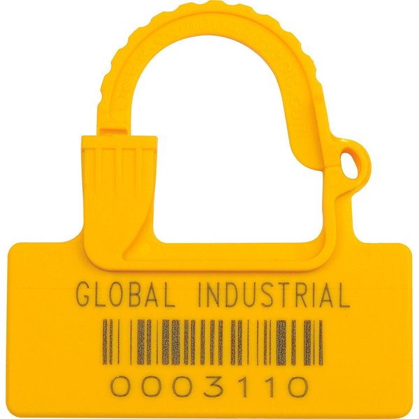 Global Industrial One Piece Padlock Seal, Yellow, 100PK 670484YL